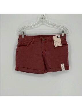 SO Women's Cuffed Denim-Look Shorts in Rust